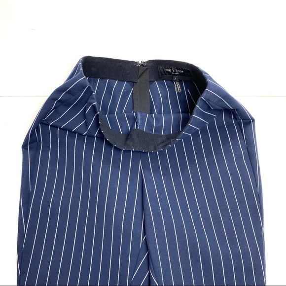 Rag & Bone Simone Pinstripe Stretch Cropped Pants in Navy Blue - Picture 9 of 9